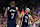 PARIS, FRANCE - AUGUST 10: Kevin Durant #7 and Devin Booker #15 of Team United States celebrate after their victory against Team France during the Men's Gold Medal game between Team France and Team United States on day fifteen of the Olympic Games Paris 2024 at Bercy Arena on August 10, 2024 in Paris, France. (Photo by Gregory Shamus/Getty Images)