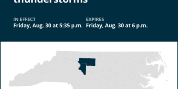 Look for strong thunderstorms in central North Carolina Friday evening