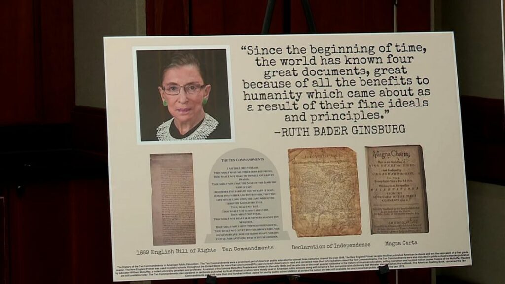 One of the posters featured former Supreme Court Justice Ruth Bader Ginsburg.