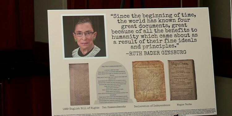 One of the posters featured former Supreme Court Justice Ruth Bader Ginsburg.