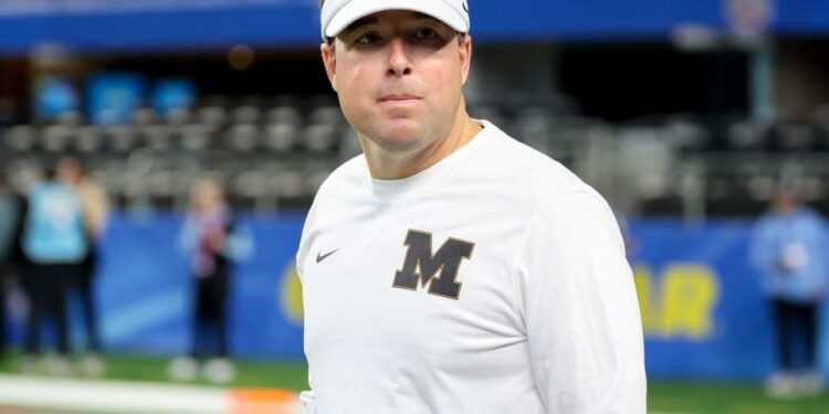 Dec 29, 2023; Arlington, TX, USA; Missouri Tigers head coach Eliah Drinkwitz before the game against the Ohio State Buckeyes at AT&T Stadium. Mandatory Credit: Kevin Jairaj-USA TODAY Sports