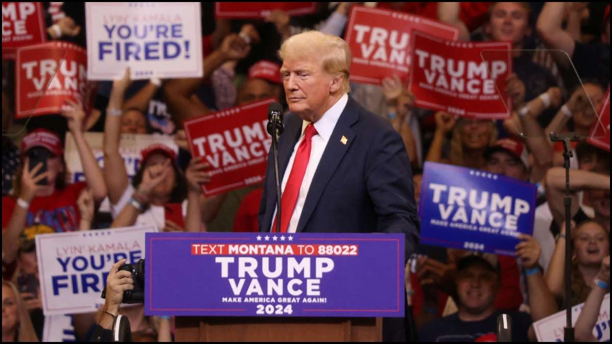 Former US President Donald Trump attends a campaign rally