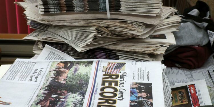 A stack of newspapers