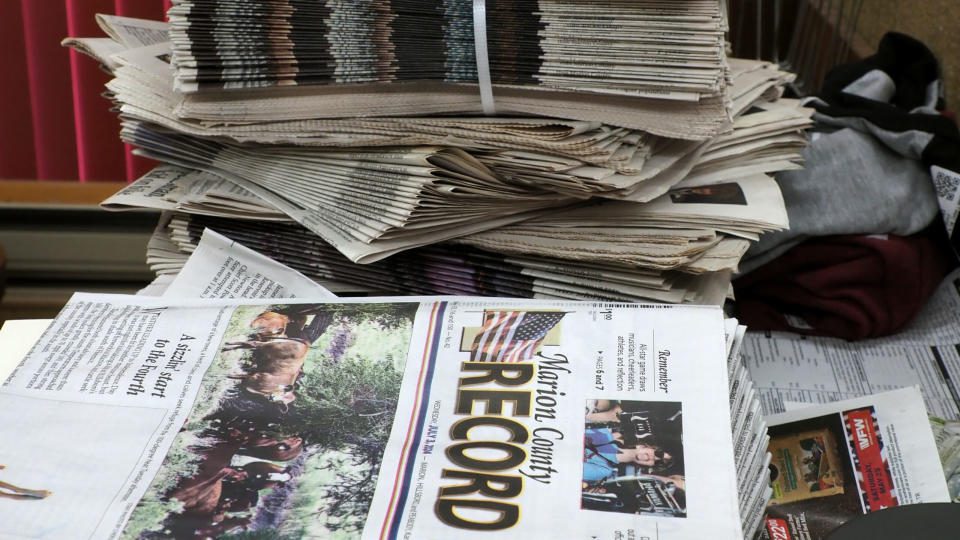 A stack of newspapers