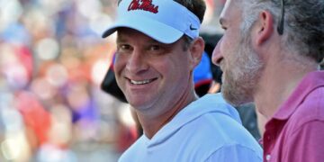 Oct 23, 2021; Oxford, Mississippi, USA; Mississippi Rebels head coach Lane Kiffin before the game against the LSU Tigers at Vaught-Hemingway Stadium. Mandatory Credit: Justin Ford-USA TODAY Sports