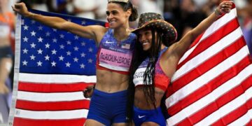 Sydney McLaughlin-Levrone of the United States wins the women’s 400m...