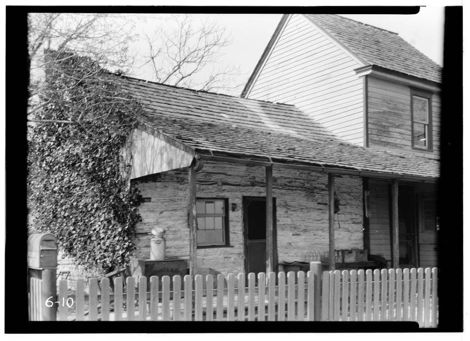 The C.A. Nothnagle Log House in Greenwich Township is alleged to be the oldest home in New Jersey and may date to the first half of the 17th century. It was photographed for the Historic American Buildings Survey by Nathaniel R. Ewan in June 20, 1938.