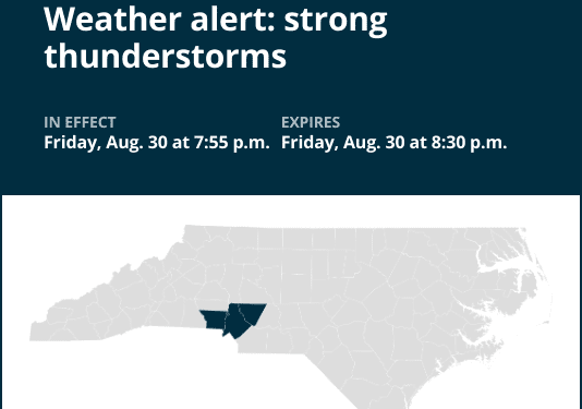 Thunderstorms with pea-sized hail to hit central North Carolina Friday