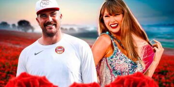 Kansas City Chiefs tight end Travis Kelce with Taylor Swift, who just wrapped the Eras Tour European leg in London, with $31,000 roses around them.