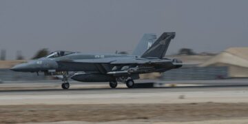 US Navy Jet Lands in Middle East