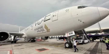 A Singapore Airlines aircraft is seen on tarmac after requesting an emergency landing at Bangkok's Suvarnabhumi International Airport, Thailand, on May 21. Pongsakornr Rodphai/Handout via REUTERS