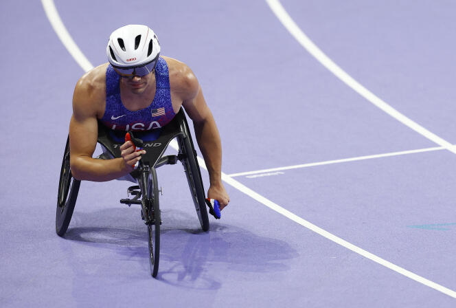 Daniel Romanchuk of United States wins the gold in men's 5000 m on August 31, 2024.