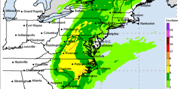 The National Weather Service's forecast for Tropical Storm Debby.