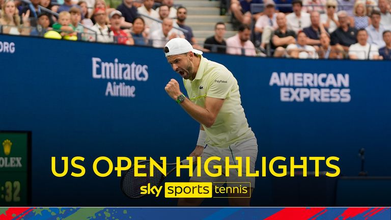 Highlights of the US Open match between Andrey Rublev and Grigor Dimitrov.