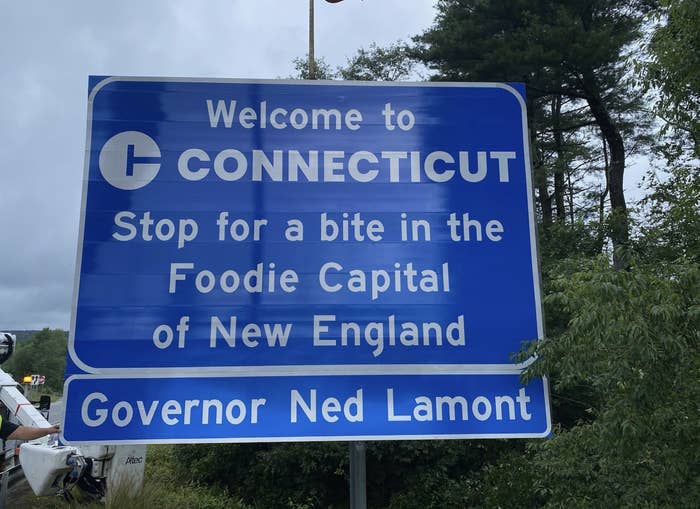 Welcome to Connecticut sign reads 