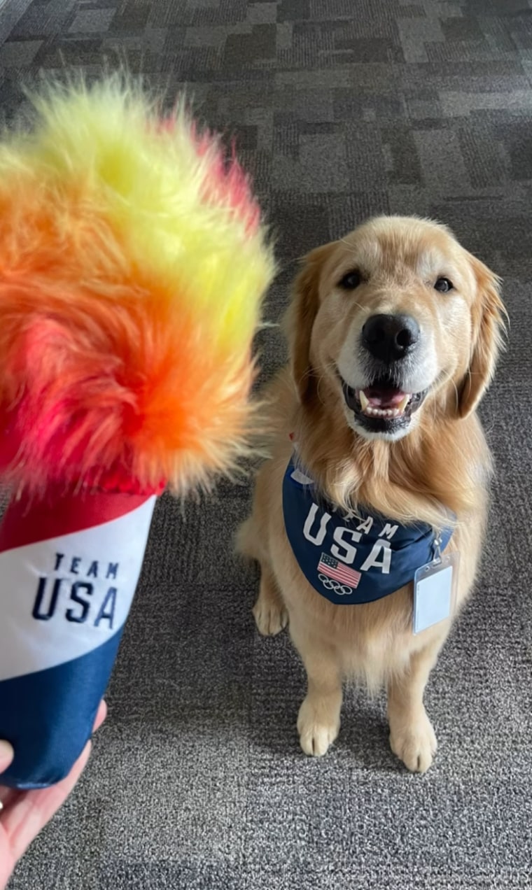 Beacon with his Team USA-themed toys.