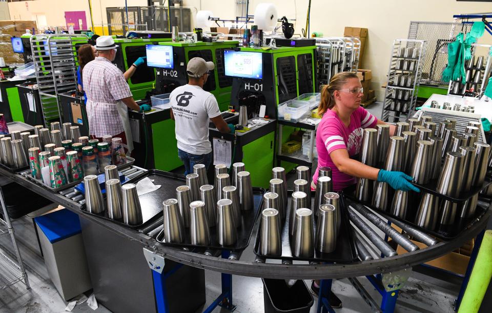 Stainless steel tumblers are manufactured at Tervis in Venice.