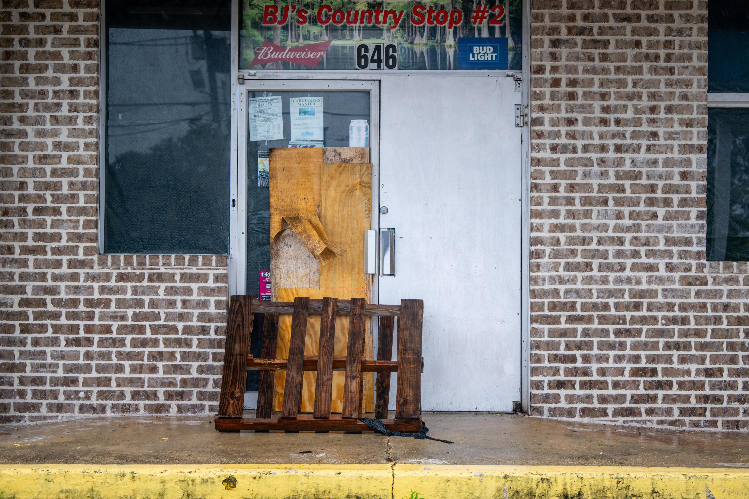 A business is barricaded ahead of Hurricane Francine's arrival on September 11, 2024 in Houma, Louisiana