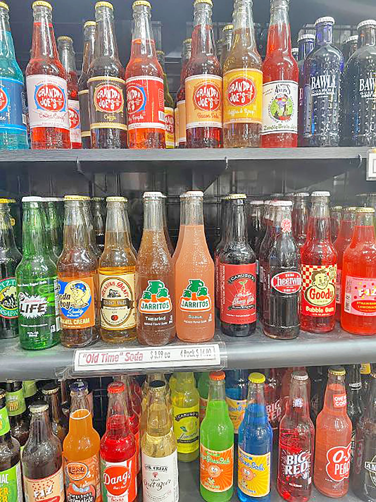 A refrigerator at the Weston Village Store is filled with old-fashioned sodas.