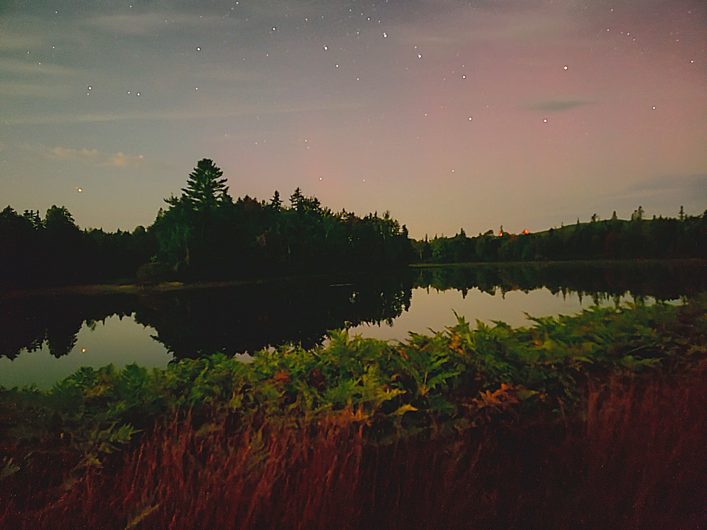 The aurora borealis, also known as the Northern Lights, as viewed in Errol, N.H., around 10 p.m., Thursday.