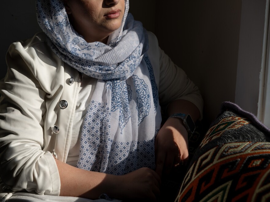 Shabana Siddiqui at her home in Auburn, Maine. An Afghan migrant herself, the health educator says that when she visits Afghan families, “You go there as a friend and you build [a] rapport, so they can easily share everything with you.