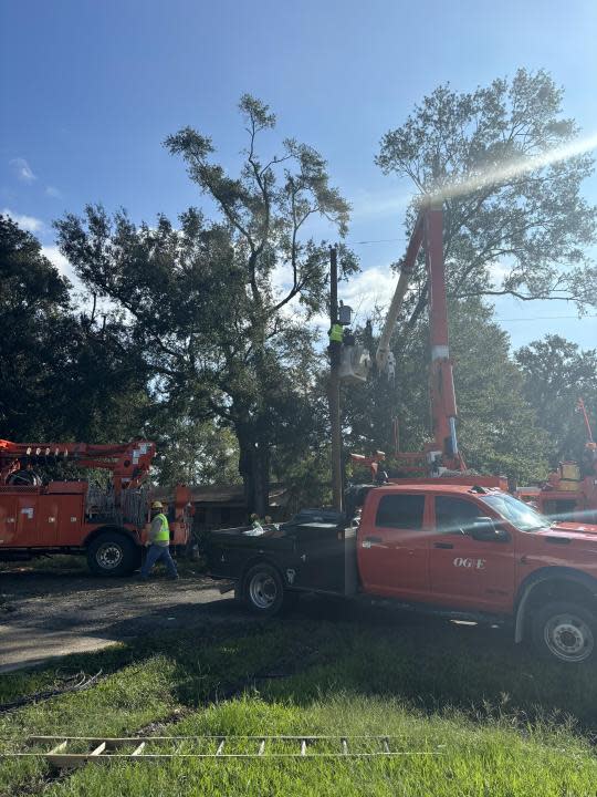 OG&E help restore power to thousands in Louisiana following Hurricane Francine. 