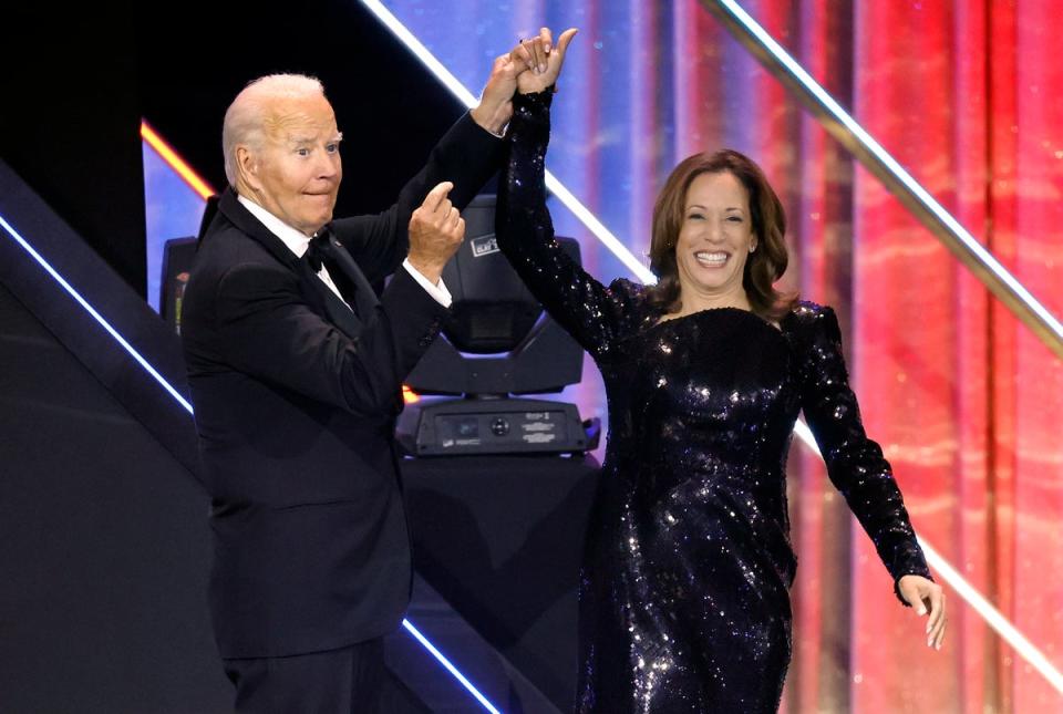 President Joe Biden introduces Vice President Kamala Harris at the Congressional Black Caucus Foundation 2024 Phoenix Awards on September 14, 2024 (Getty Images)