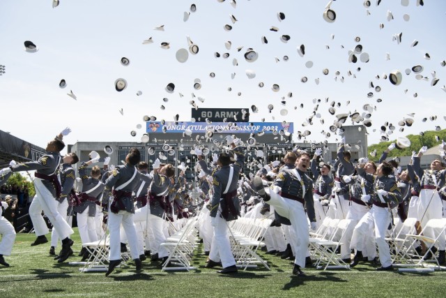 The United States Military Academy class of 2023 celebrates their graduation. 2nd Lt. Alma Cooper finished her USMA career as an honor graduate.