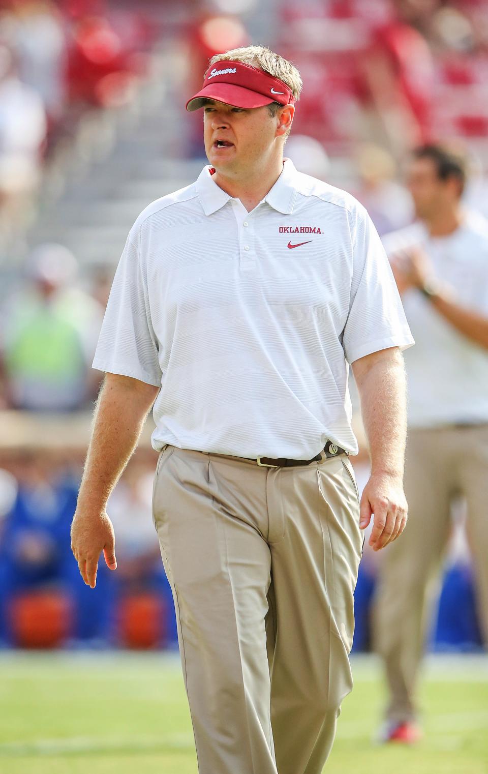 Sep 14, 2013; Norman, OK; Oklahoma Sooners offensive coordinator Josh Heupel before the game against the Tulsa Golden Hurricane at Gaylord Family - Oklahoma Memorial Stadium. Oklahoma won 51-20. Mandatory Credit: Kevin Jairaj-USA TODAY Sports