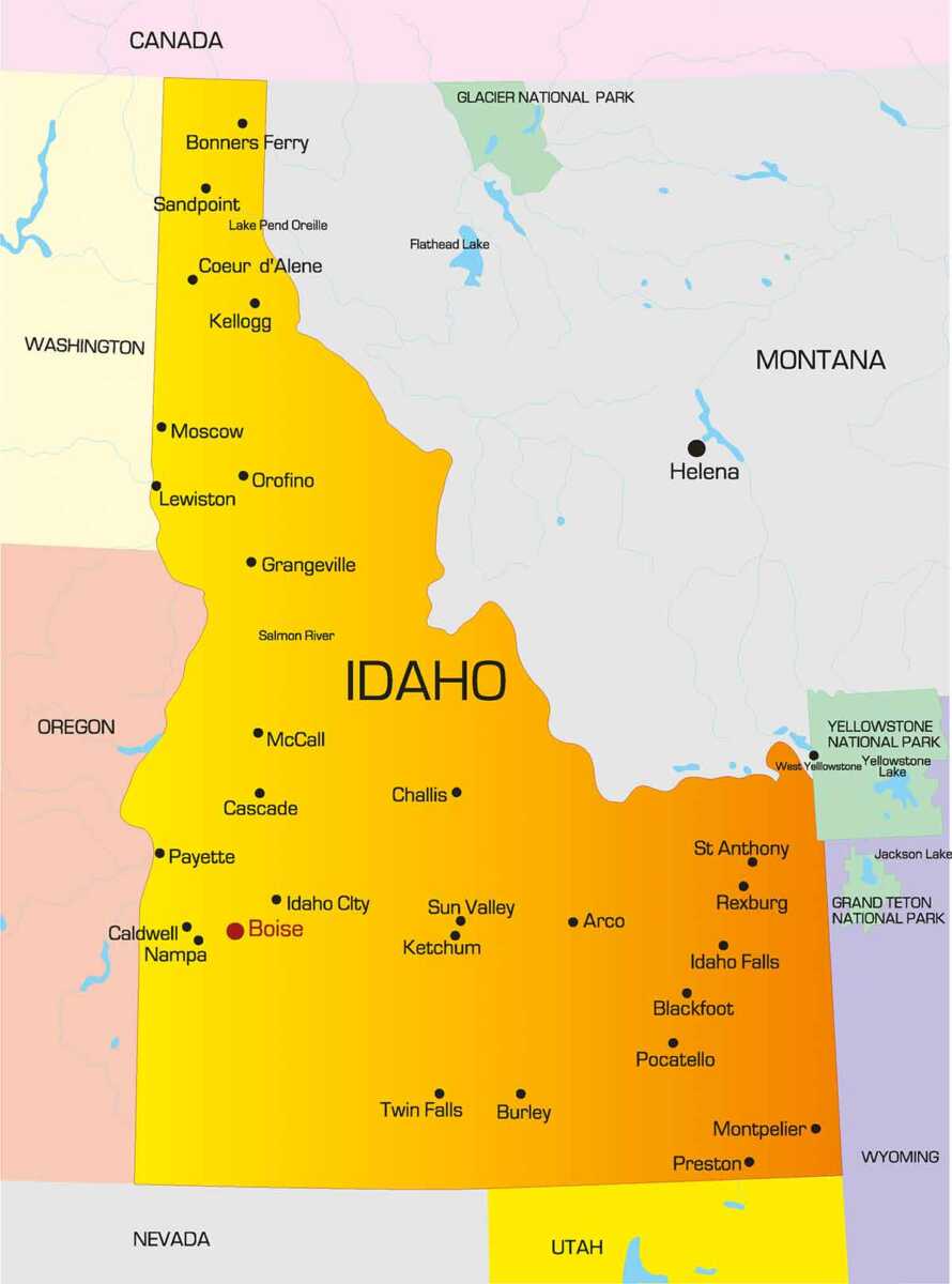 idaho cities map