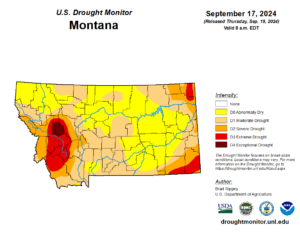 Montana drought conditions as of Sept. 17, 2024. (Source: U.S. Drought Monitor)