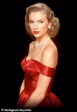 Swift can be seen wearing a glamorous red dress, not unlike something Marilyn Monroe would have worn