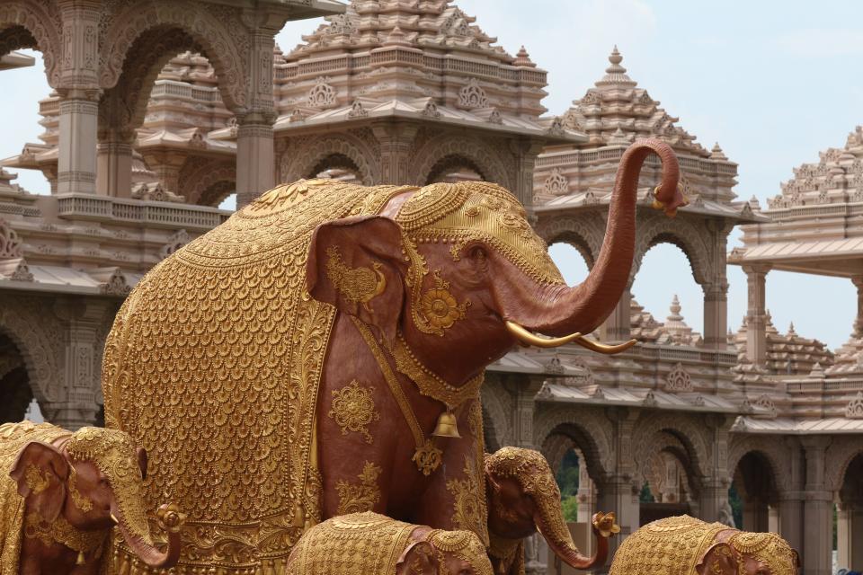 Robbinsville, NJ -- August 2, 2024 -- Elephants are a sacred symbol in the Hindu religions, representing loyalty, power, wisdom, and fertility. Completed and encouraging visitors of all faiths to tour it’s artistic detail carved in marble, BAPS Swaminarayan Akshardham, located in Mercer County, is the largest Hindu temple on this side of the world.