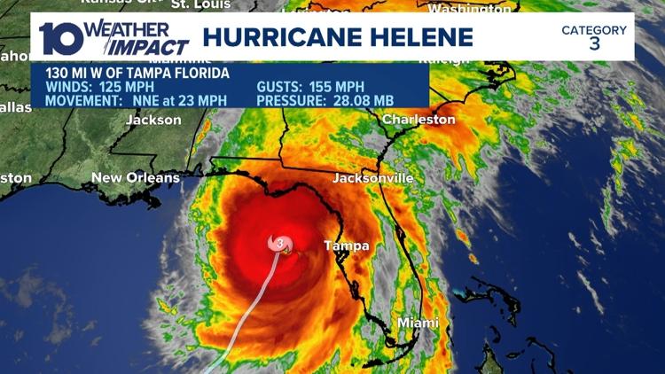 Projected Path of Hurricane Helene as it Weakens over the Appalachians