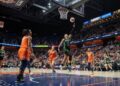 Minnesota Lynx guard Kayla McBride shoots a layup against the Connecticut Sun.