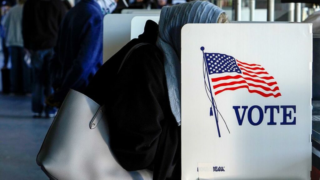 A woman voting