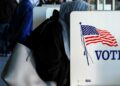 A woman voting