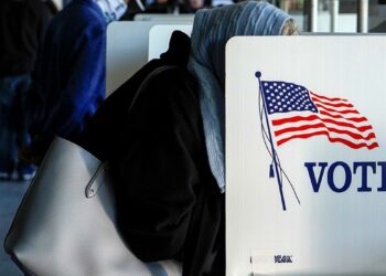 A woman voting