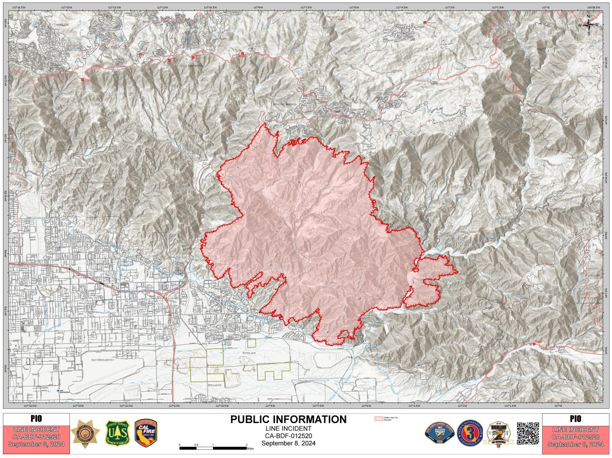 Line Fire Public information map as of Sept. 8.