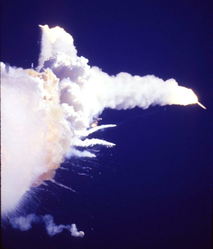 Space shuttle Challenger explosion.