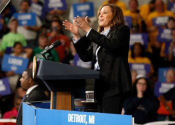 Vice President Kamala Harris holds a rally in Detroit, Michigan