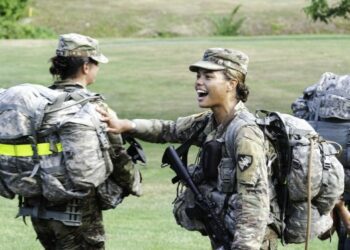 Cadet Alma Cooper encourages her fellow cadets during a leadership training at the Unites States Military Academy.