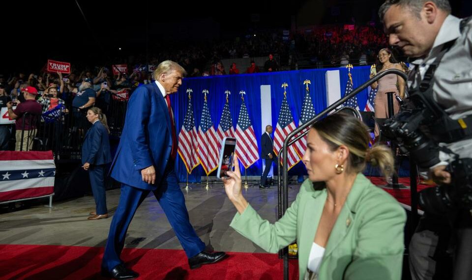 Former President Donald Trump makes a campaign appearance Thursday, August 29, 2024 at the La Crosse Center in La Crosse Wisconsin., Wisconsin. The town hall format was hosted by former Democratic congresswoman Tulsi Gabbard.