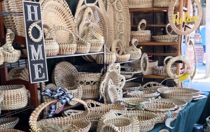 Cheryl Weston makes sweet grass baskets of all shapes and sizes. They can sell from $10 for small Medah Crosses to more than $3,000 for larger baskets. Weston will give a demonstration at the Lowcountry Culture Festival in Charlotte.