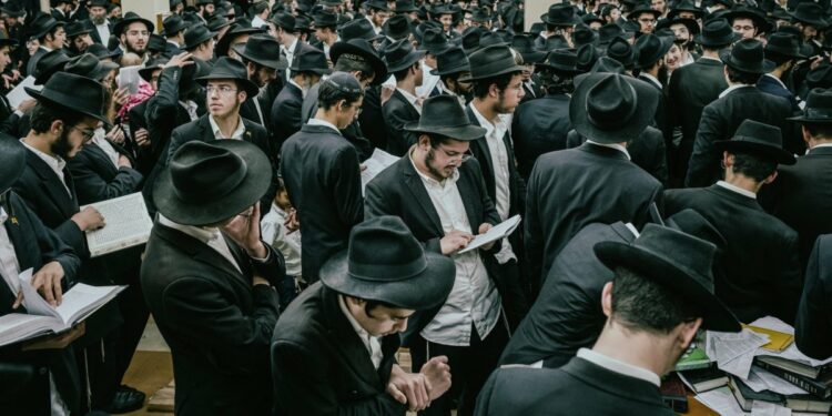 Young Jewish Men Celebrate Sukkot