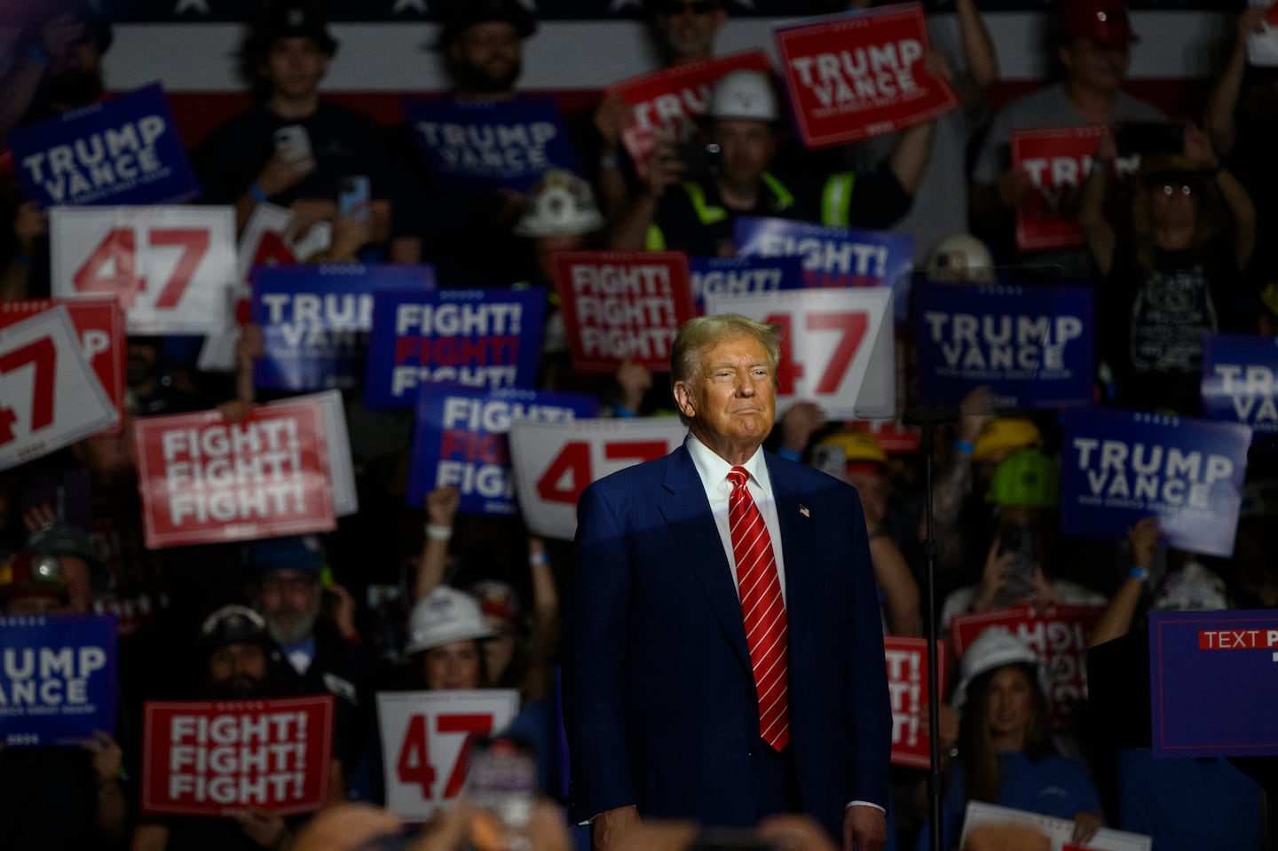 Former president Donald Trump speaks to supporters during a campaign rally in Johnstown, Pa. 