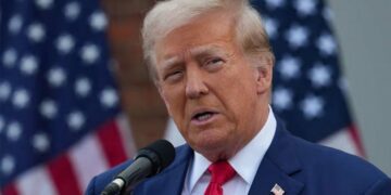 Republican presidential nominee and former US president Donald Trump speaks during a press conference at Trump National Golf Club, in Bedminster, New Jersey, US, on August 15, 2024. — Reuters