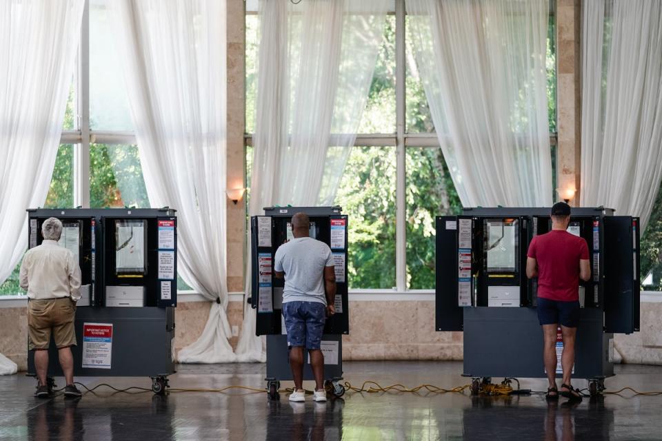 Voters cast ballots in Georgia's primary election at a polling location on May 21, 2024 in Atlanta, Georgia. The state’s election board has approved a controversial new measure (Getty Images)