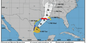 National Hurricane Center (NHC) Advisory 7 update on Tropical Storm Francine