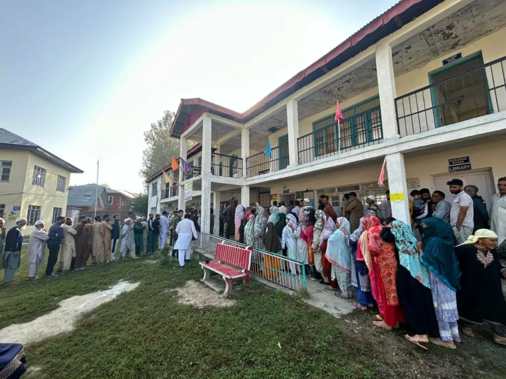 People queued up since morning to vote for the first time in 10 years across 3,276 polling stations in 24 constituencies in seven districts in this phase.